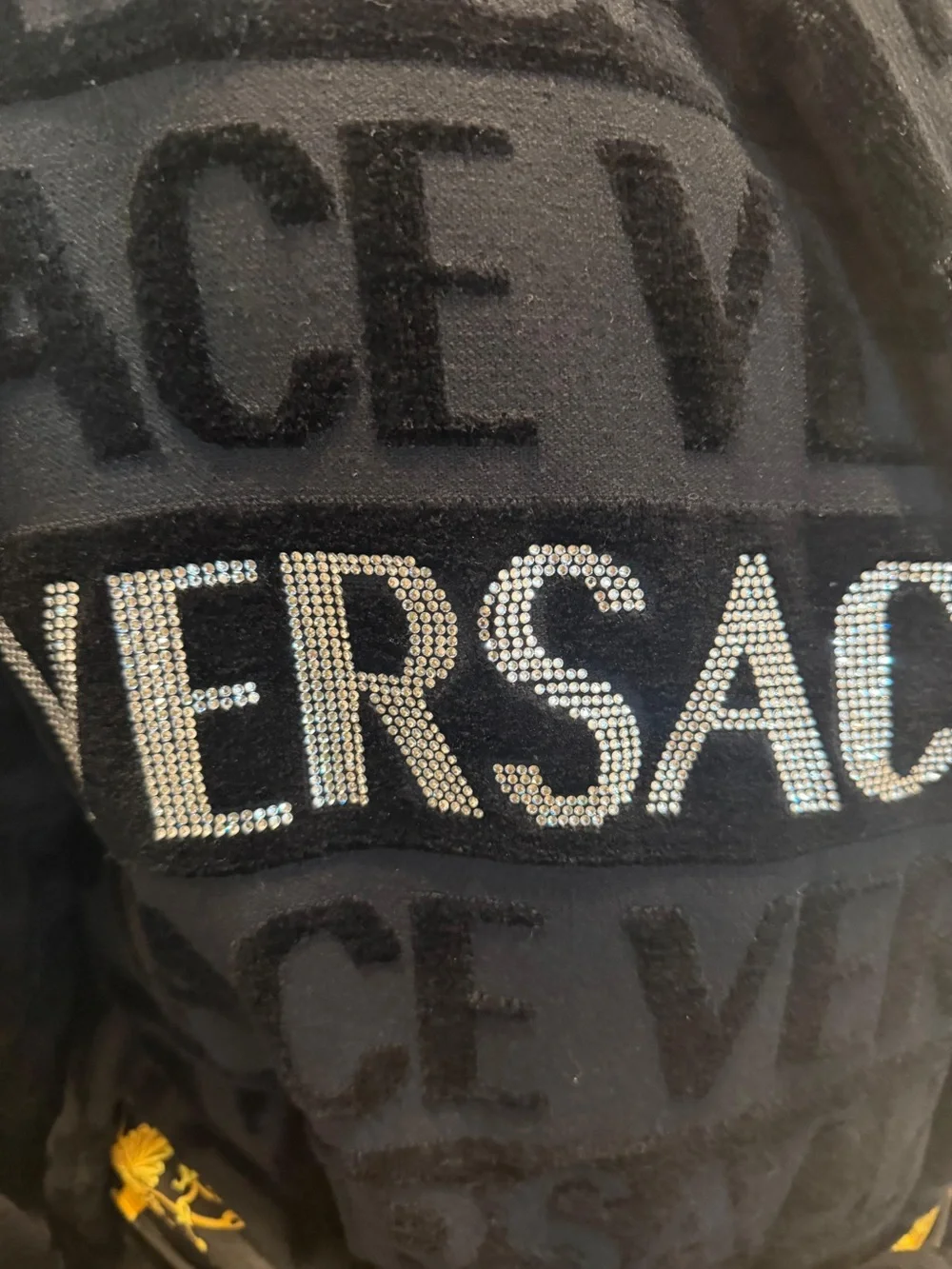 Versace Black and Gold Baroque Logo Robe